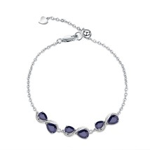 925 Sterling Silver Gemstone Adjustable Bracelets 3.41Ct Natural Blue Sapphire B - £55.38 GBP