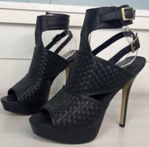 bebe Round Toe Woven  Buckle Platform Stiletto Slingback Shoes Size 9 Women’s - £29.23 GBP