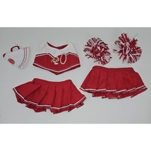 Build A Bear Cheerleader Lot Top 2 Skirts Pompoms Megaphone Red White BABW - £13.38 GBP