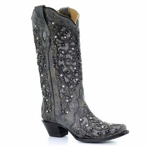 Women Autumn Winter Glitter Inlay and Crystals Boots Pointed Toe Retro Thick Hee - £78.69 GBP