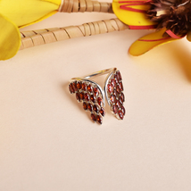925 Sterling Silver Marquis Red Garnet Butterfly Wings Ring - £141.45 GBP