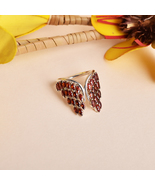 925 Sterling Silver Marquis Red Garnet Butterfly Wings Ring - £139.28 GBP