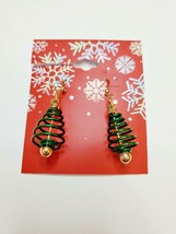 Kohl&#39;s Women&#39;s Christmas French Wire Drop Earrings Spiral Christmas Trees New - £8.22 GBP