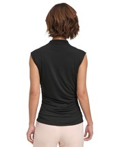 Dkny Women&#39;s Solid Shirred Mock-Neck Sleeveless Top - Black - $19.64