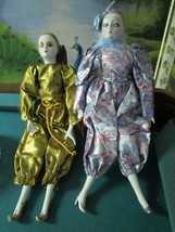 Harlequin Jester Art Deco Silk Doll Gold / Purple Pick One - £50.33 GBP