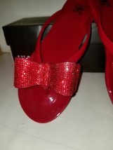 INC Womens Red Rhinestone Bow Accents Madena Slip On Thong Flip Flop San... - $24.00