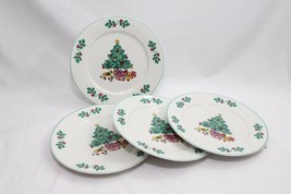 Gibson Holly Tree Christmas Dinner Plates 10-1/2&quot; Set of 4 Xmas - $19.59