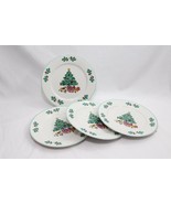 Gibson Holly Tree Christmas Dinner Plates 10-1/2&quot; Set of 4 Xmas - $359.97 MXN