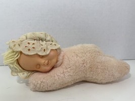 Eden vintage plush musical baby doll sleeping pink white floral bonnet y... - $14.84