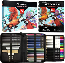 72 Pack Drawing Sketching Set with 8X11&quot; Sketchbook | Pro Art Supplies Kit for A - £27.14 GBP