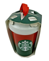Starbucks Red and Green Ombre Christmas Ornament 2021 Ceramic To Go Cup New - $21.55