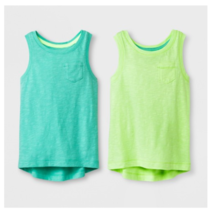 Cat &amp; Jack Toddler Girls 2pk Tank Tops Mint Green and Lime Size 4T NWT - £7.42 GBP