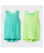 Cat &amp; Jack Toddler Girls 2pk Tank Tops Mint Green and Lime Size 4T NWT - £7.56 GBP