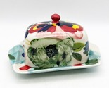 Retired Anthropologie Hand Painted Amaryllis Half Stick Butter Dish W St... - £23.97 GBP