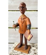 Vintage Romer Hand Carved Wood Art Male Accountant Eyeglasses Nail Ledge... - $1,063.54 MXN