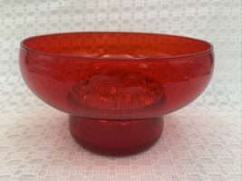 Old Morgantown Glass Barton Pattern Candlestick Vase 10 Hole Frog Red - £40.20 GBP