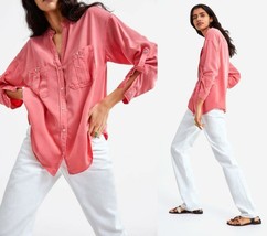 NWT SOLDOUT ZARA CORAL TENCIL SHIRT WITH POCKETS - MEDIUM - £22.53 GBP