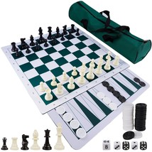 20&quot; Portable Chess Checkers Backgammon Board Game Sets, 3-In-1 For Travel Board  - £41.11 GBP