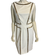 Joseph Ribkoff Women&#39;s Sleeveless Dress Cream/ Gold Sequins Sz 10 - $52.60 CAD