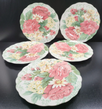5 Nikko English Garden Dinner Plate Set Vintage Red Yellow Flower Dish J... - $79.07