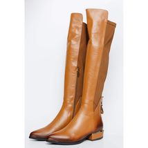 The Fairoks Tan Leather Knee High Women Boot image 2