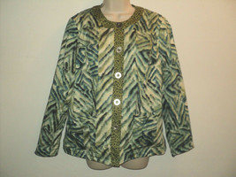 Susan Graver Jacket Size S (Runs Larger) Cotton Sateen Printed Jewel Neck Lined - £15.58 GBP