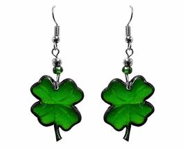 Four Leaf Clover Shamrock St. Patrick&#39;s Day Themed Graphic Dangle Earrings - Wom - £11.83 GBP
