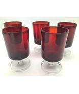 VINTAGE ARCOROC LUMINARC FRANCE Ruby Red Stemware Wine Glass~Set Of 5-4 ... - $24.75