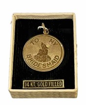 14KT Gold Filled Charm Pendant To My Bridesmaid -Wedding Gift Engravable VTG - £16.25 GBP