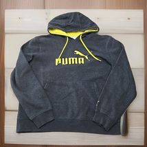 PUMA Logo Hoodie Dark Gray/Yellow Mens Size Large F1 - $22.76