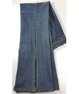 (Y24B4) VTG Bubblegum Jeans Size 11/12 Blue Slit Legs Embroidery Junior ... - £97.95 GBP