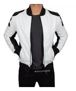 Stylish Classy Biker Soft Men&#39;s Jacket White Handmade Leather Genuine La... - $235.92 CAD+