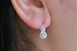 Classic 2 Ct Round Cut Diamond Cluster Drop Dangle Earrings 18k White Gold Over - £61.71 GBP