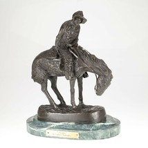 Frederic Remington &quot;Norther&quot; Bronze Statue on Green Marble Base 11&quot; Nice! - £315.80 GBP