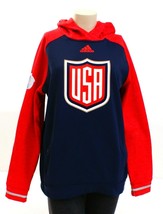 Adidas ClimaWarm Blue &amp; Red USA World Cup Hockey Hoodie Women&#39;s NWT - $79.99