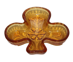 MCM VTG Indiana Glass Tiara Amber Club Shape MCM Nut Trinket Ring Dish Ashtray - $9.69