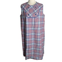 Vintage 60s Lady in Waiting Maternity Dress M/L Red Blue Plaid Sleeveless Zipper - £92.97 GBP
