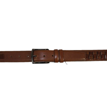 Men Genuine Leather Belt PIERO ROSSI Turkey Soft Full Grain Stitched #139 Cognac image 3