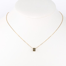 Gold Tone Necklace With Jet Black Inlay & Stacked Circular Pendant - $22.99