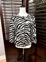 Ann Taylor Women&#39;s Wool Blend Black/Gray Zebra Print Jacket Button S - £18.66 GBP