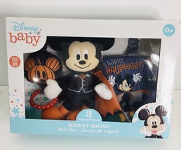 Disney Baby 3 piece Mickey Mouse Happy Halloween Gift Set - Plush Rattle NEW - £20.51 GBP