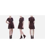 Vigoss Short Sleeve Fit and Flare Faux Leather Dress Brown Women&#39;s Sz L NWT - $26.20