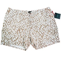 Cynthia Rowley Woman Linen Blend Brown White Shorts Size 24W - £20.23 GBP