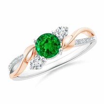 ANGARA Emerald and Diamond Twisted Vine Ring for Women, Girls in 14K Solid Gold - £1,673.46 GBP