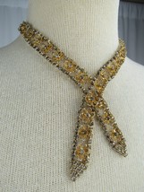 1950&#39;s MID CENTURY authentic ANTIQUE/VINTAGE gold tone necklace CUBIC ZI... - £28.81 GBP