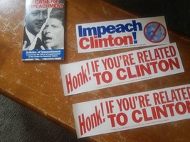 VTG LOT of Bill Clinton Case for Impeachment Bumper Sticker Impeach Honk Related - £20.91 GBP