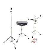 Drummer&#39;s Throne Seat, Snare Drum Stand &amp; Straight Cymbal Stand Hardware... - $110.82 CAD