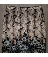 WHBM White House Black Market Skirt Size 2 Roses Brown Ivory Lined Caree... - £20.20 GBP