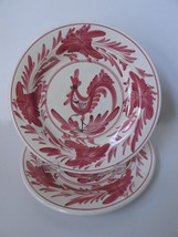 Vtg Lot of 2 Handpainted Rooster Chicken Plates I.K. Greece Red Wht Ceramic 11&quot; - £22.93 GBP