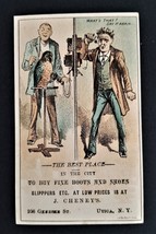 1880s antique J CHENEY&#39;S utica ny FINE BOOTS SHOES victorian TRADE CARD ... - £37.76 GBP